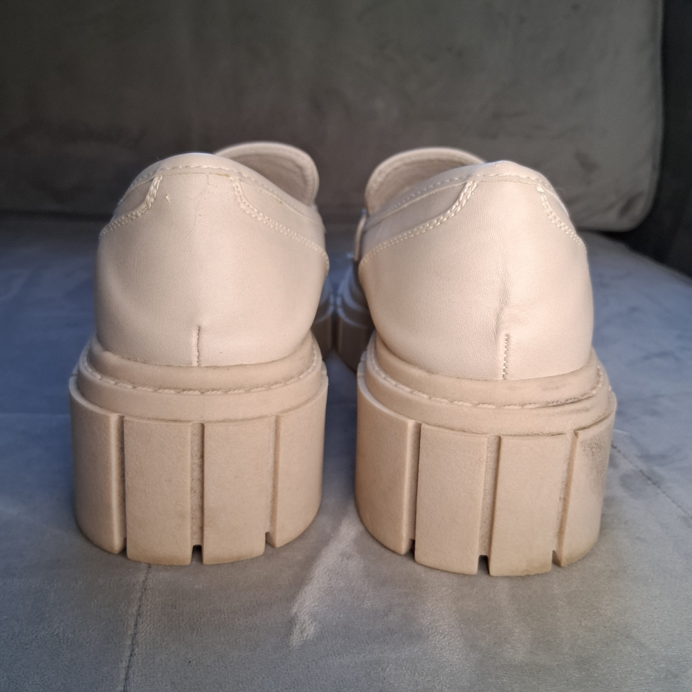 Steve Madden Approach Chunky Platform Loafers - Cream Gold Horsebit Size 7.5 - Picture 6 of 15